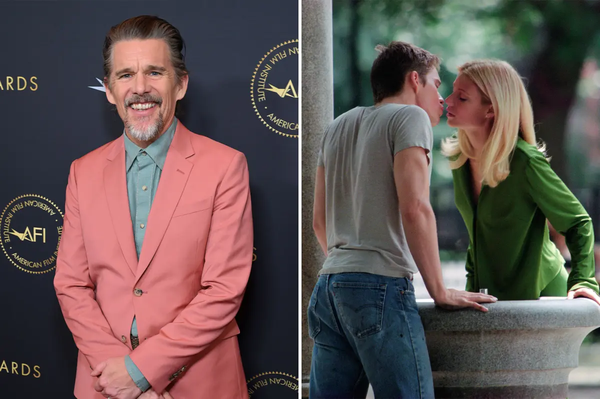 Ethan Hawke explains his feelings of disappointment about his first real-life kiss with Gwyneth Paltrow.