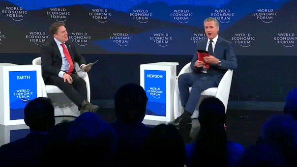 Gavin Newsom cracks a joke about Trump and kneepads at the World Economic Forum in Davos