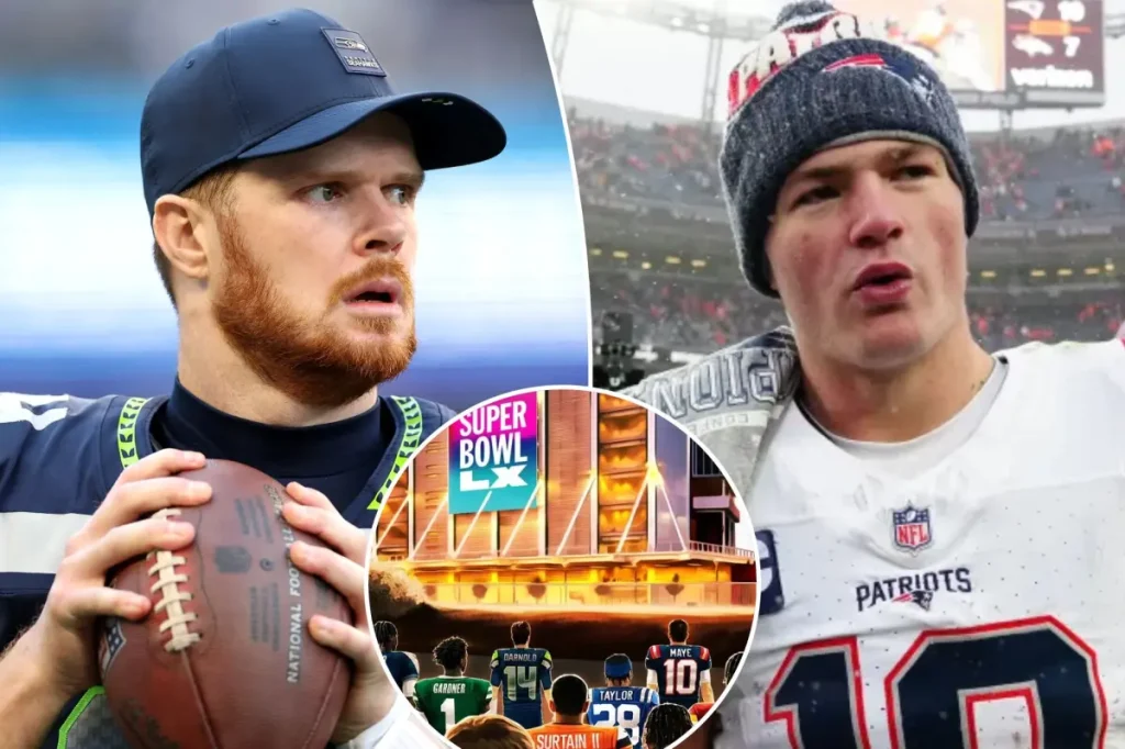 Graphic of Super Bowl 2026 spreads widely due to Sam Darnold and Drake Maye placement