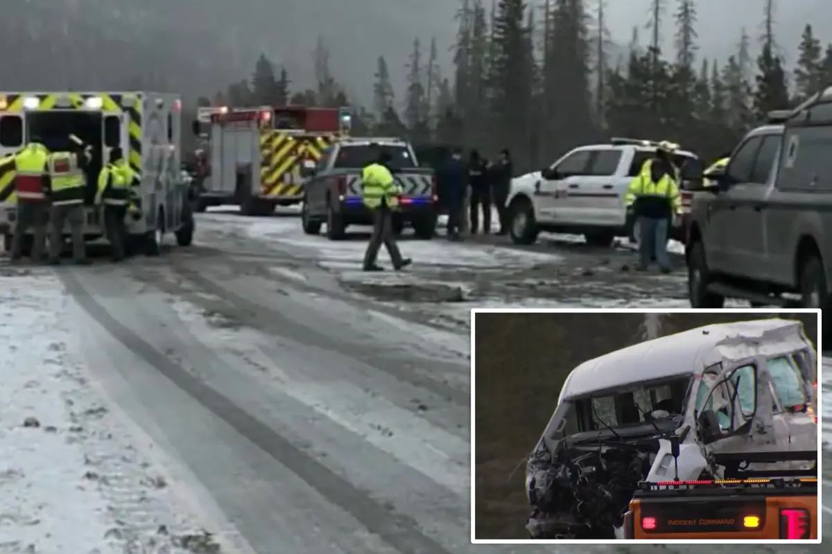 Hockey team's van from California collides with snowplow in Colorado, resulting in the death of a player's father and injuries to others.