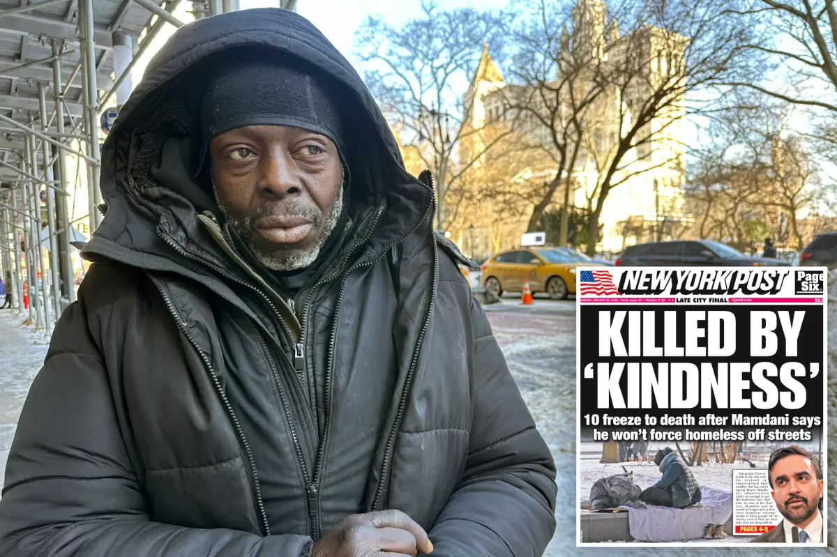 Homelessness crisis in New York City reaches City Hall as a person experiencing homelessness points out 'people on the ground dead' in the extreme cold