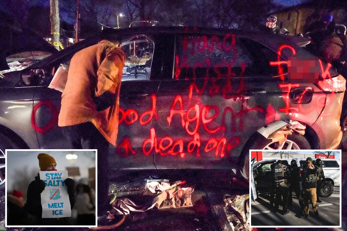 Hostile anti-ICE protesters damage vehicle with chilling message: 'the only good agent is a dead one'