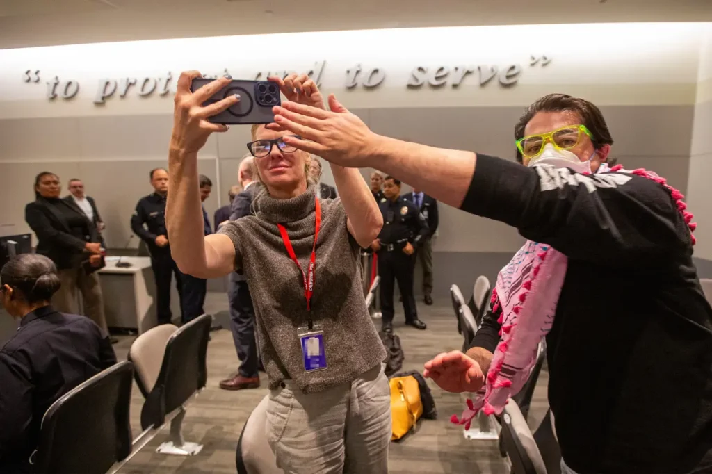 I attended a public LAPD meeting — then a crowd against the police surrounded me shouting ‘pigs’ at the officers.
