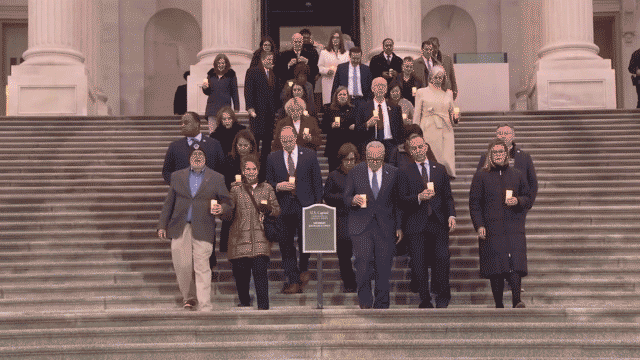 JD Vance posts meme of Democrats at the candlelight vigil outside the US Capitol on January 6.