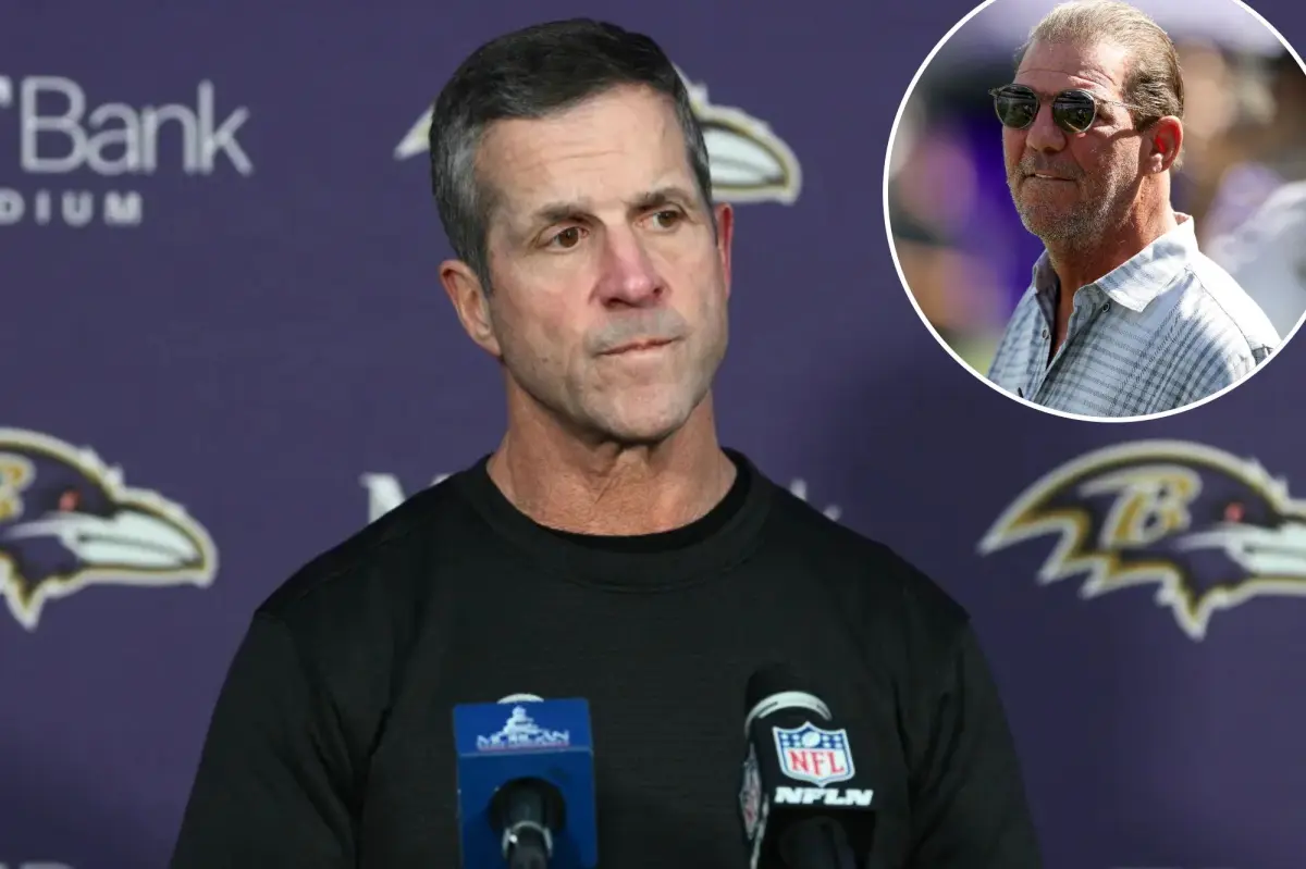 John Harbaugh learned about the Ravens' firing while he was driving.