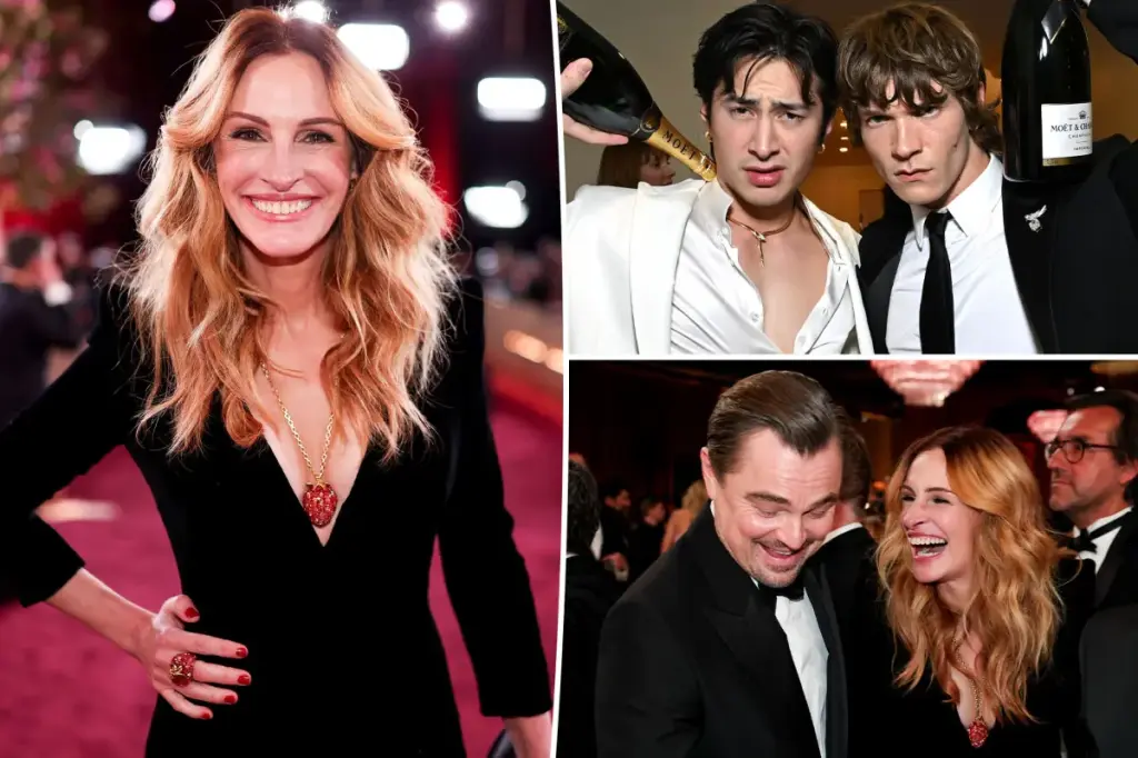 Julia Roberts and the stars of 'Heated Rivalry' celebrate at the CAA Globes party