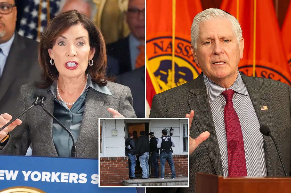 Kathy Hochul criticizes Bruce Blakeman with an anti-ICE suggestion, but claims she is not being political.