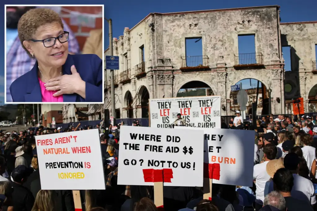 LA Mayor Bass dismisses protests over the Palisades fire, stating that residents are benefiting.