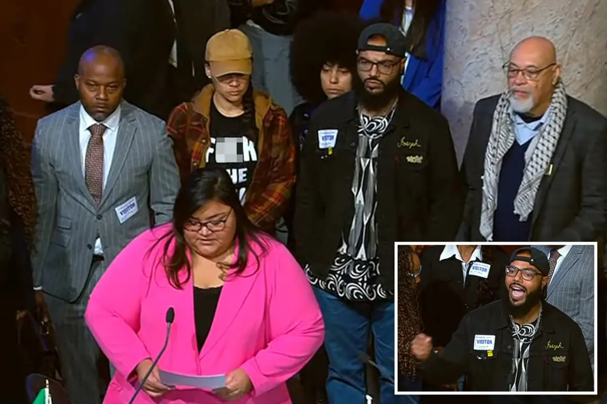 LA lawmaker Eunisses Hernandez holds a presentation against police and ICE