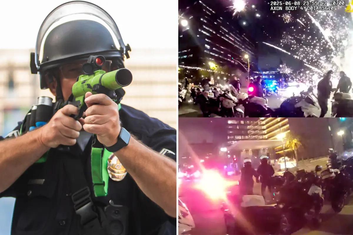 LAPD is prohibited from using non-lethal weapons to manage violent protests against ICE agents.