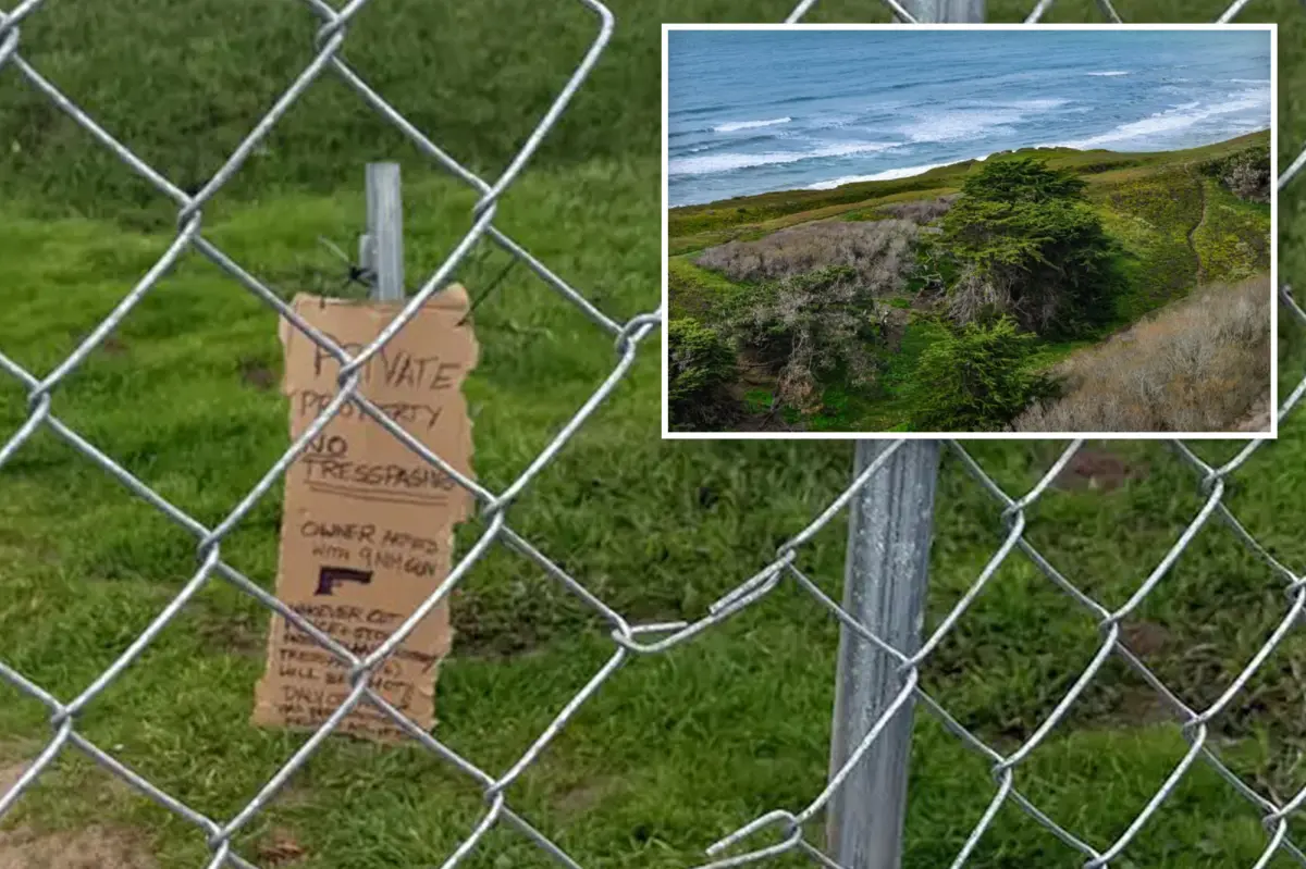 Landowner in the Bay Area puts up a fence to stop beach visitors, warns he will shoot anyone who enters without permission.
