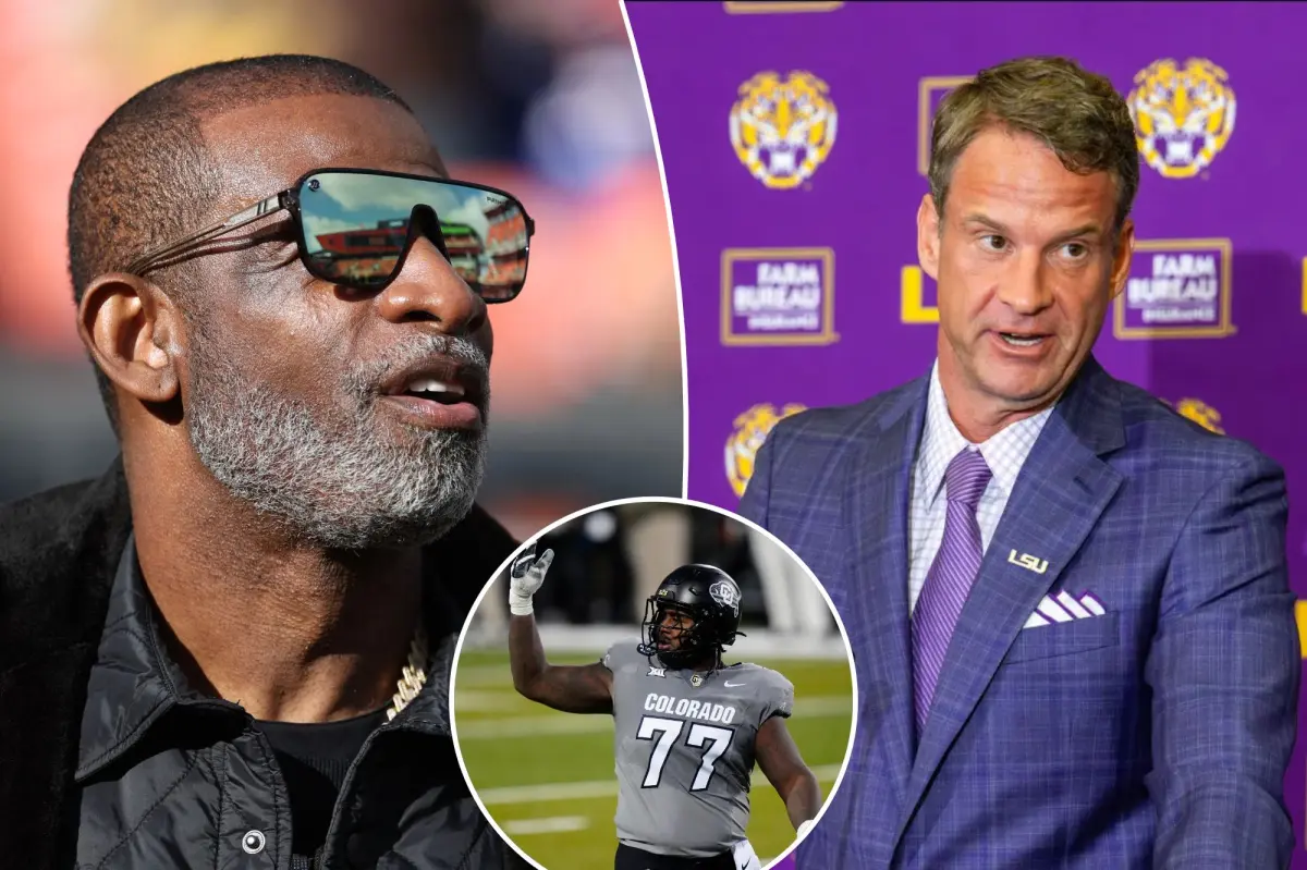 Lane Kiffin from LSU secures top tackle from Deion Sanders at Colorado in significant transfer portal success