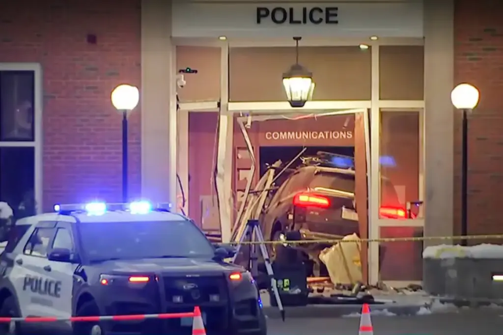 Massachusetts man expresses regret after driving BMW into police station lobby: 'Sorry'