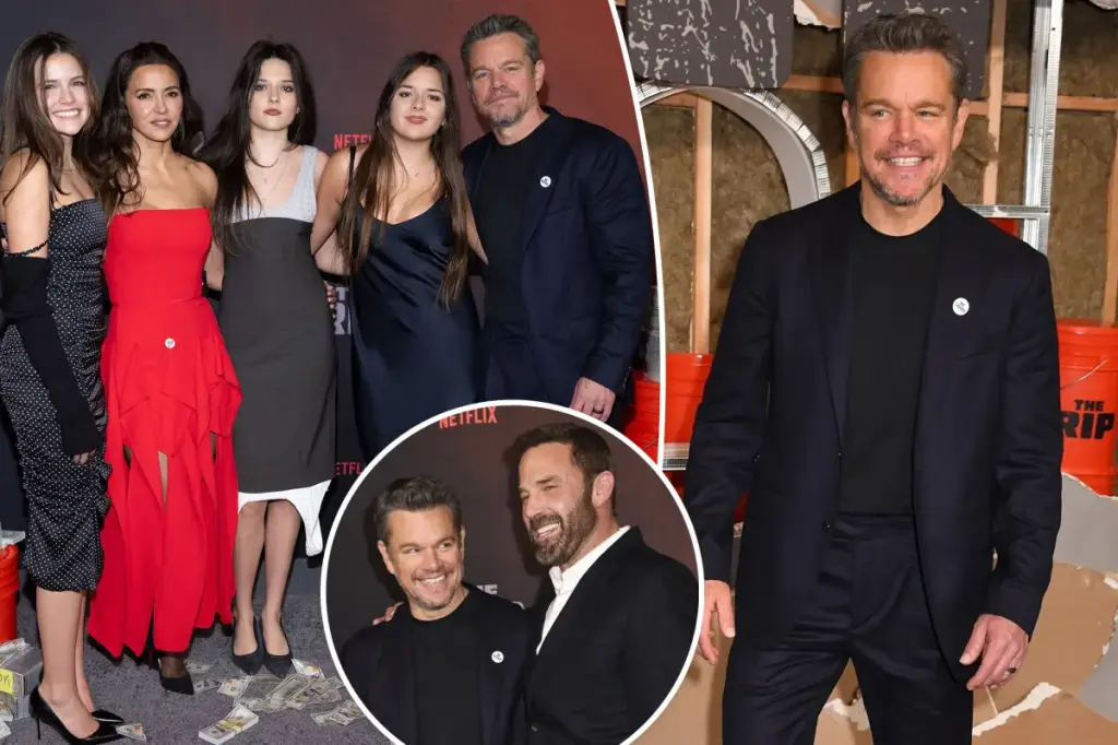 Matt Damon's daughter pokes fun at an awkward red carpet pose at 'The Rip' premiere