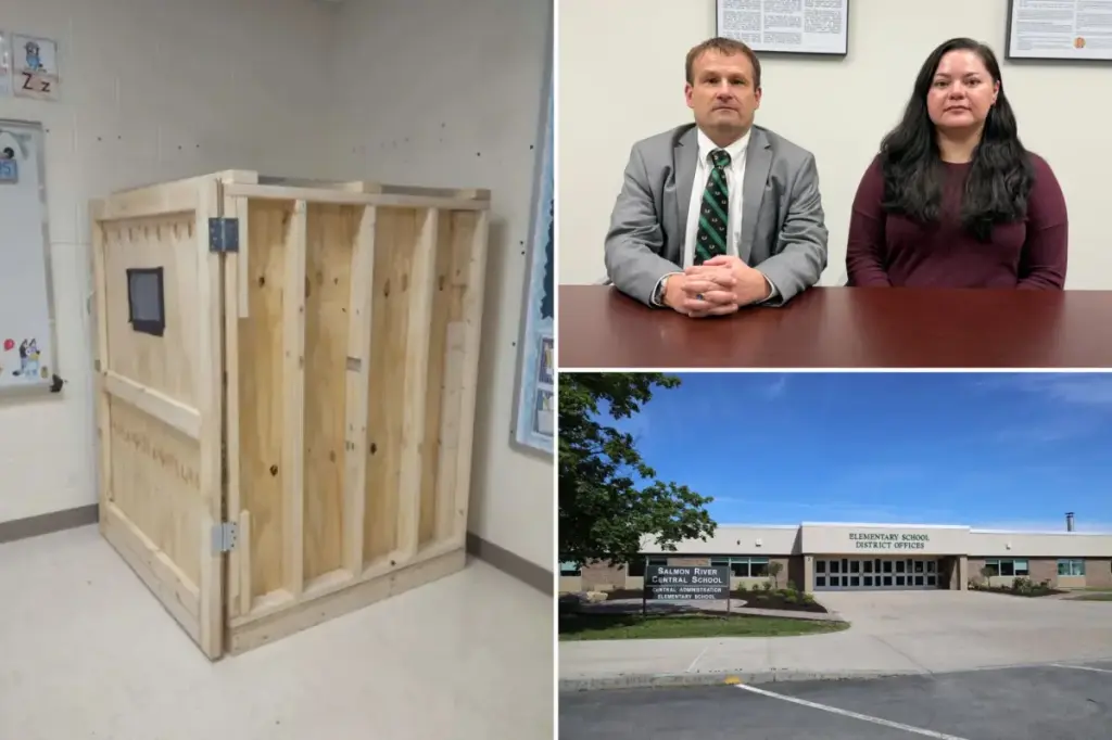 Mother plans to sue school district for building a wooden box-like cage for her 8-year-old autistic son.