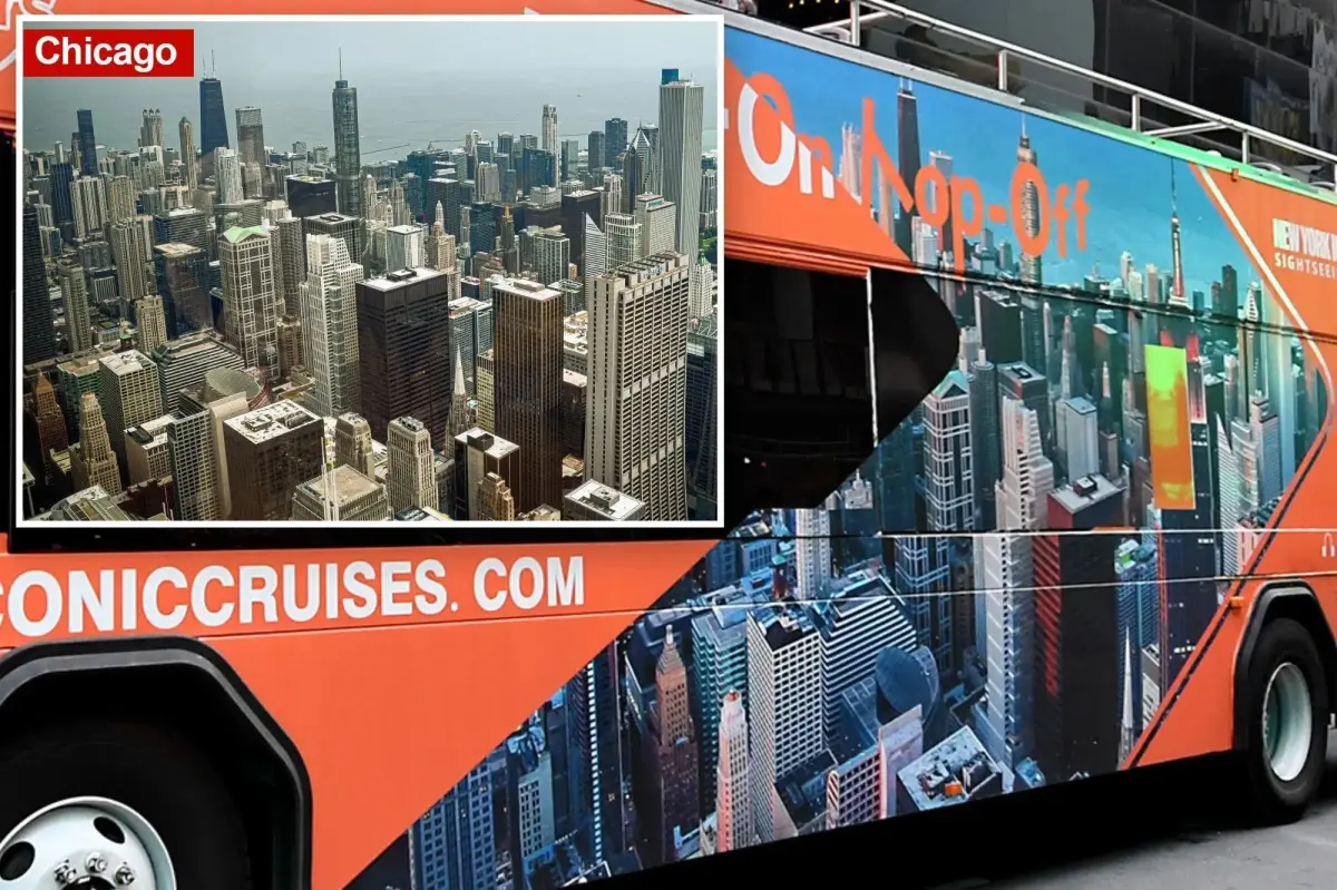 NYC tour bus company showing the incorrect city on its sightseeing vehicle
