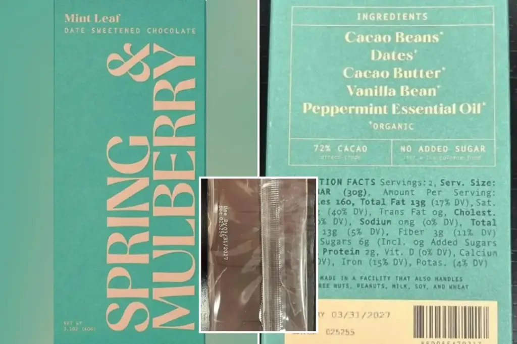 Nationwide recall of Spring & Mulberry chocolate bars due to salmonella fears