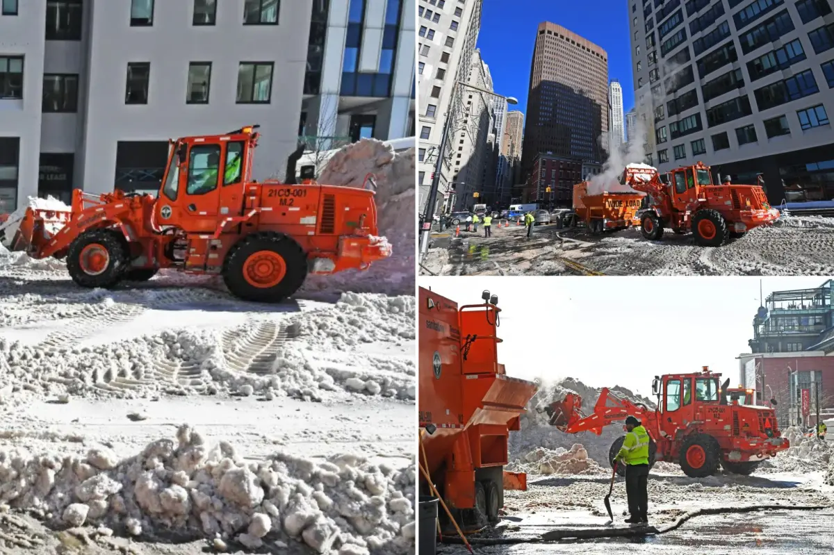 New York City introduces large ‘hot tubs’ to clear snow following winter storm conditions.