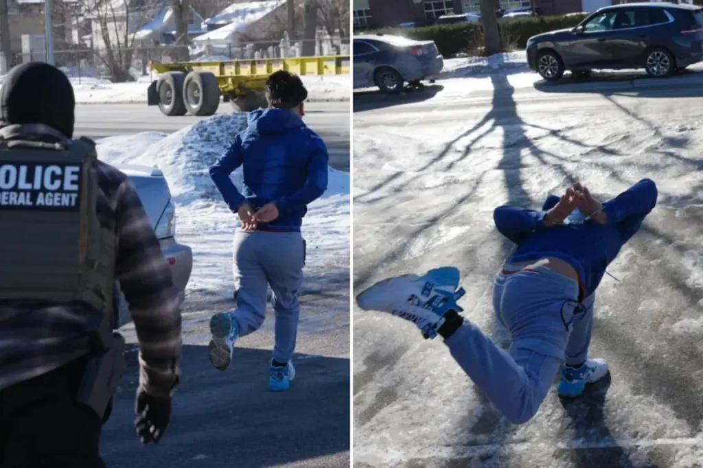 Photos capture Minnesota migrant falling while escaping from ICE.