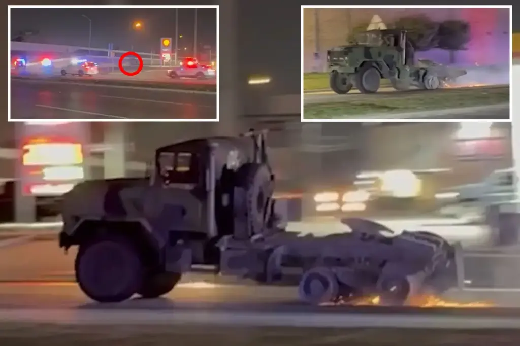 Police pursue military-style truck for 75 minutes after collision