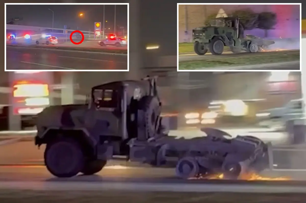Police pursue military-style truck for 75 minutes after collision