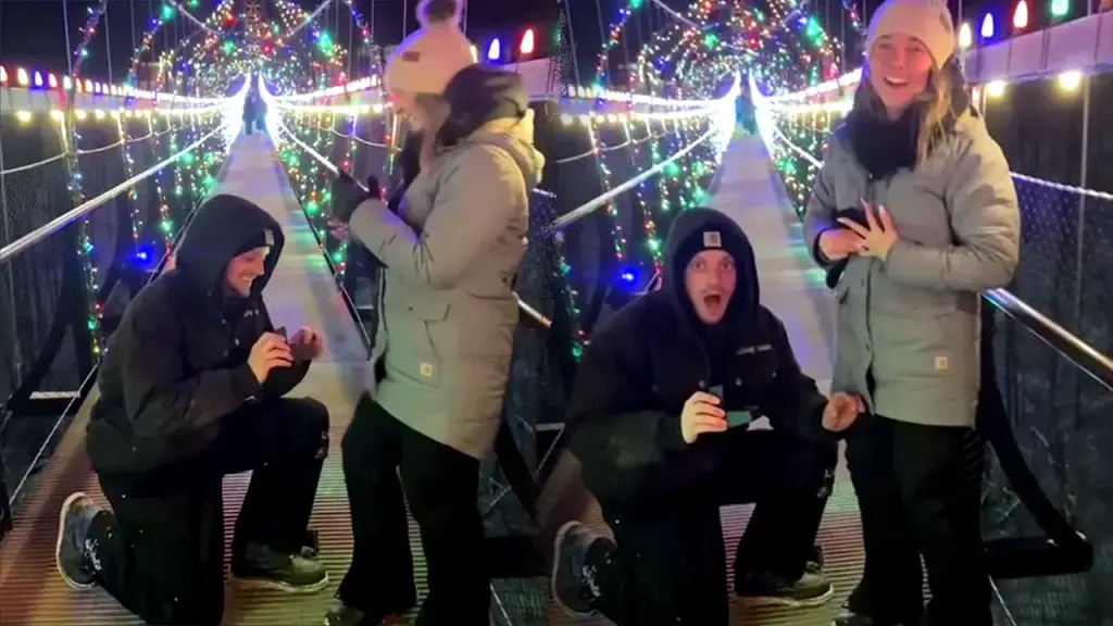 Proposal takes an unexpected turn when ring falls through bridge grate at Boyne Mountain