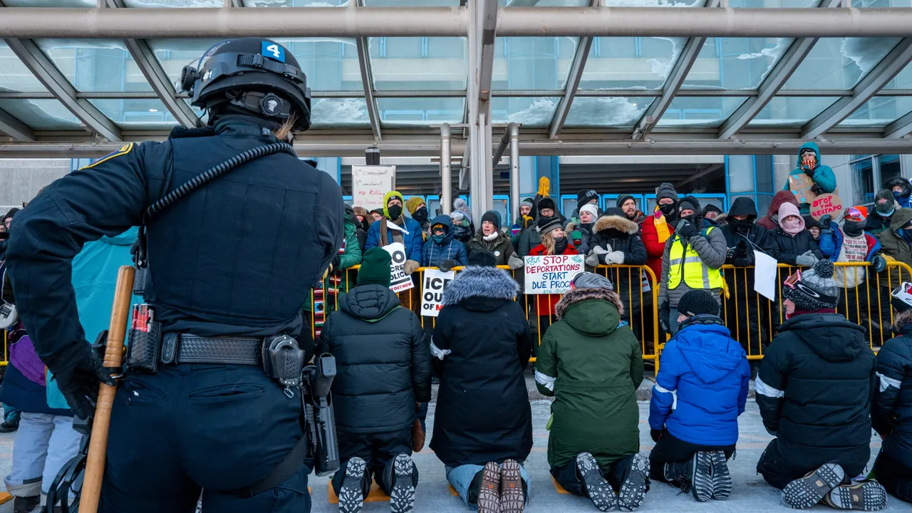 Protesters against ICE taken into custody at Minneapolis airport during rally
