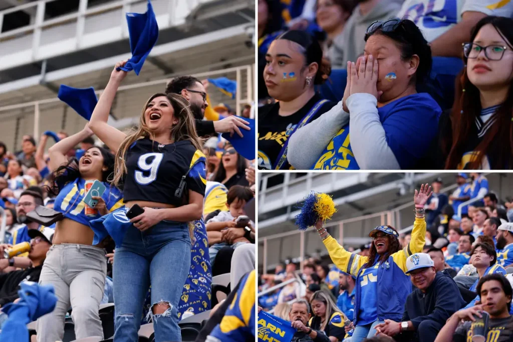 Rams’ defeat by the Seahawks lowers the mood at the lively SoFi Stadium watch party