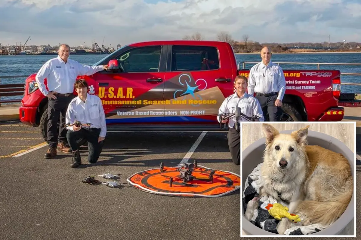 Rescuers employ drones to locate a dog that wandered away on the New Jersey Turnpike
