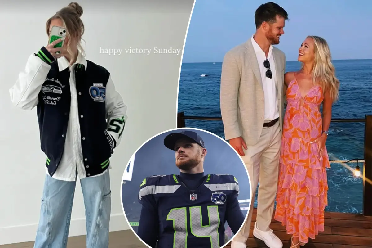 Sam Darnold's fiancée celebrates after the playoff win against the 49ers.