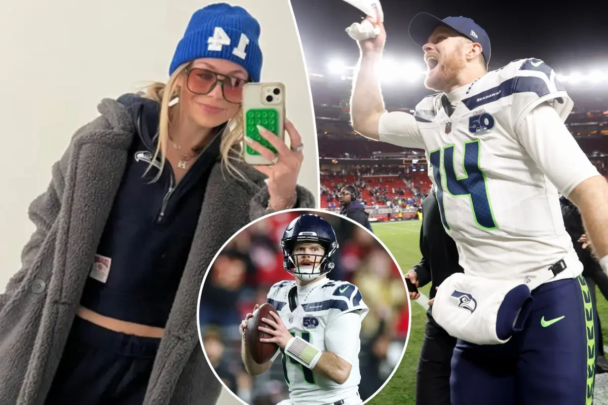 Sam Darnold's fiancée enjoys the exciting win that secured the Seahawks' championship.