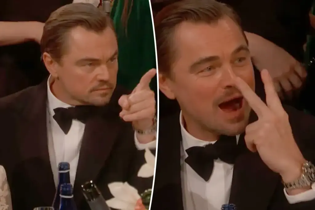 See Leonardo DiCaprio's playful moments during the 2026 Golden Globes commercial break.