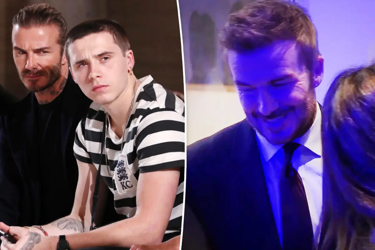 See the uncomfortable moment when David Beckham is questioned about his son Brooklyn's harsh comments.