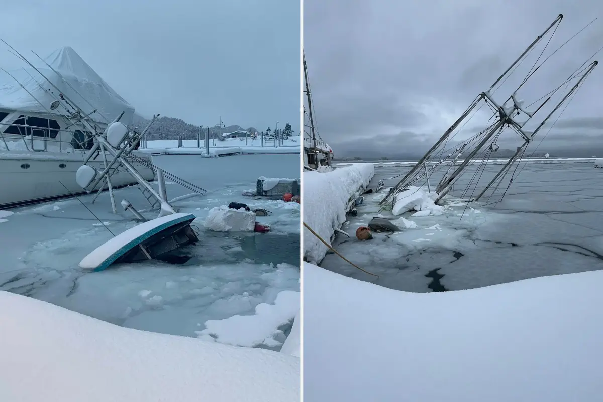 Severe snow and extreme conditions lead to submerged boats and avalanche danger in Alaska