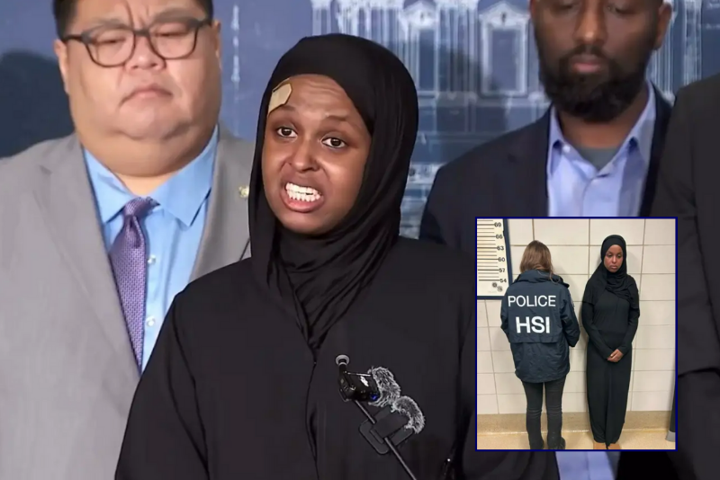 Somali woman famous for her 'Bananas and Rice' comments during a January 21 news conference has been arrested.