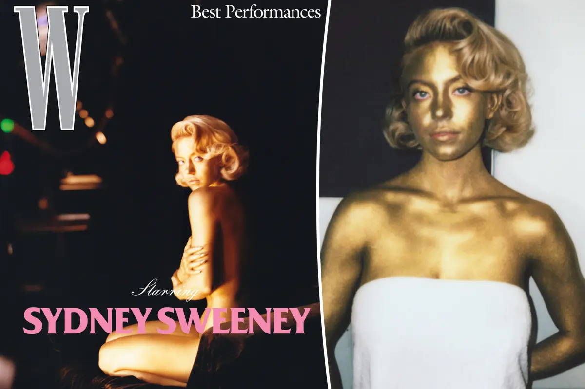 Sydney Sweeney appears covered in gold body paint for the W magazine cover.