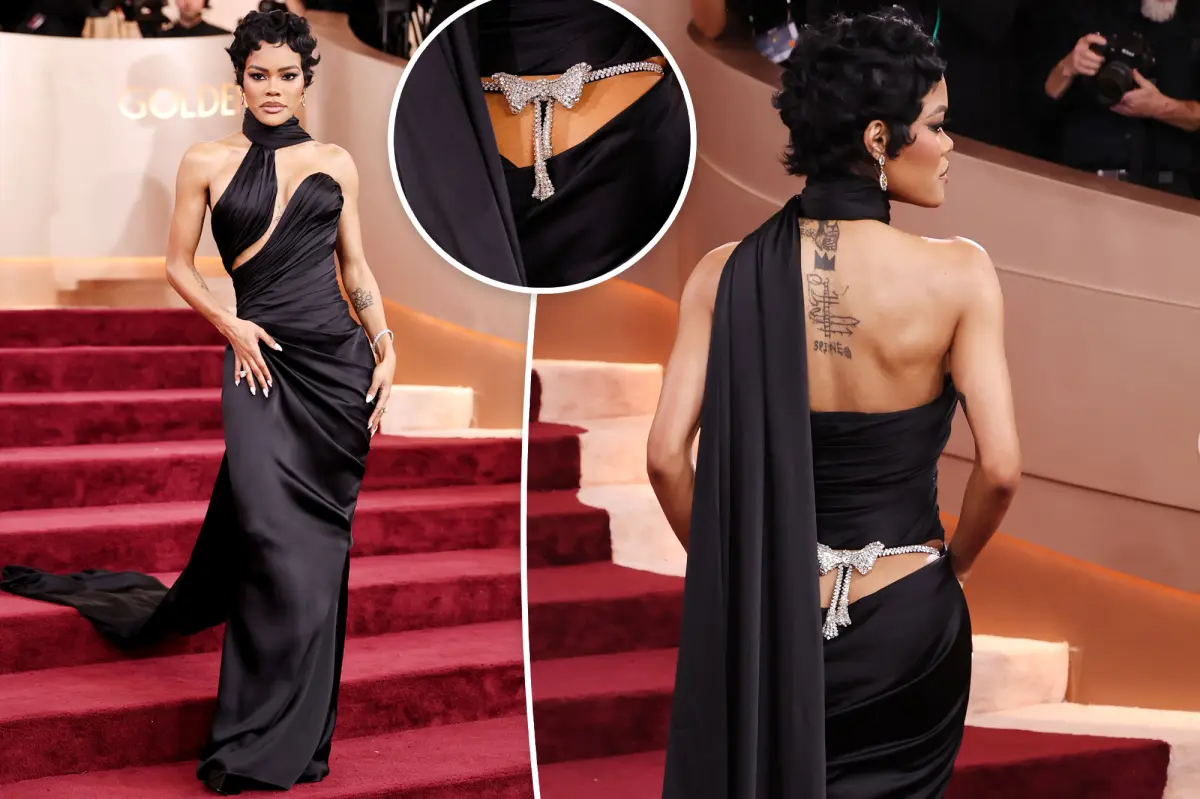Teyana Taylor showcases glittering thong at the 2026 Golden Globes red carpet