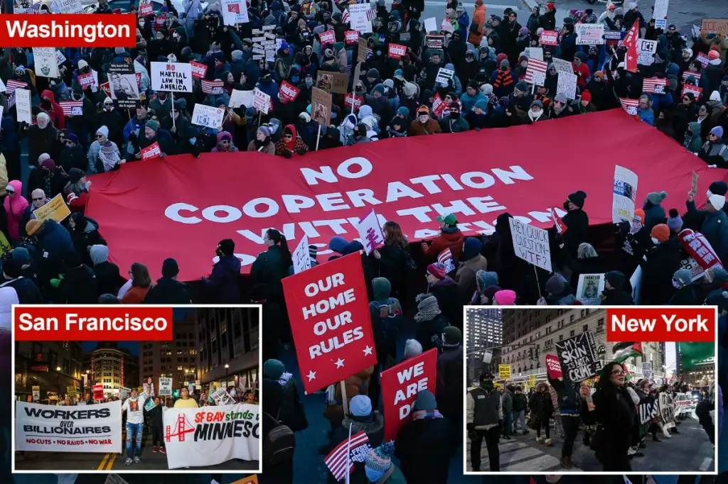Thousands march across the country in Free America Walkout on anniversary of Trump's inauguration