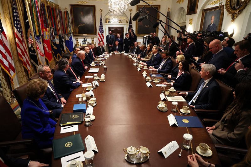 Trump has a more engaging first cabinet meeting of the year, hints at economic growth.