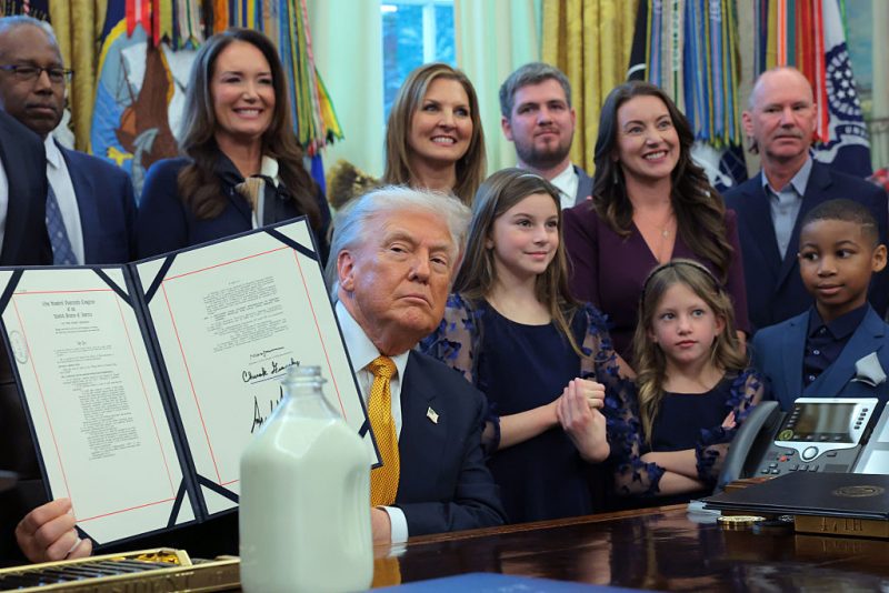 Trump signs legislation reinstating whole and 2% milk in school lunches, undoing Obama-era policy