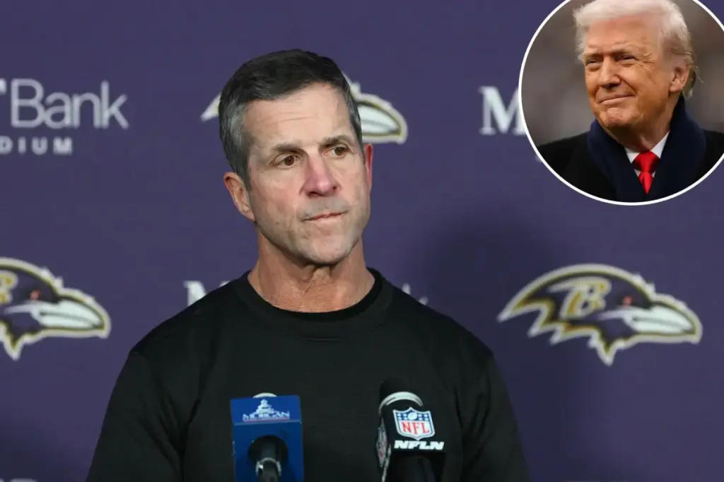 Trump urges Giants to consider John Harbaugh for coaching position as search is focused.