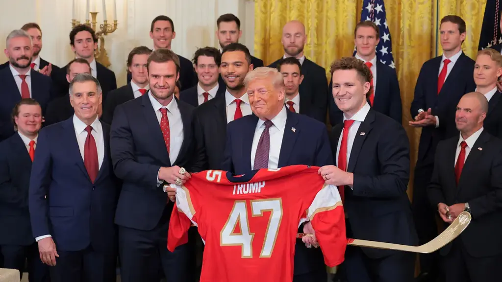 Trump welcomes the Stanley Cup champion Panthers to the White House.