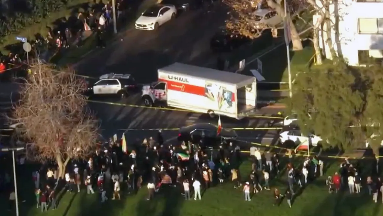 U-Haul truck drives into crowd at LA Iran protest, driver held by authorities