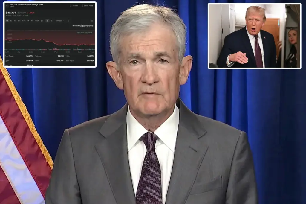 US stocks fall, gold rises after criminal investigation into Fed chair is announced