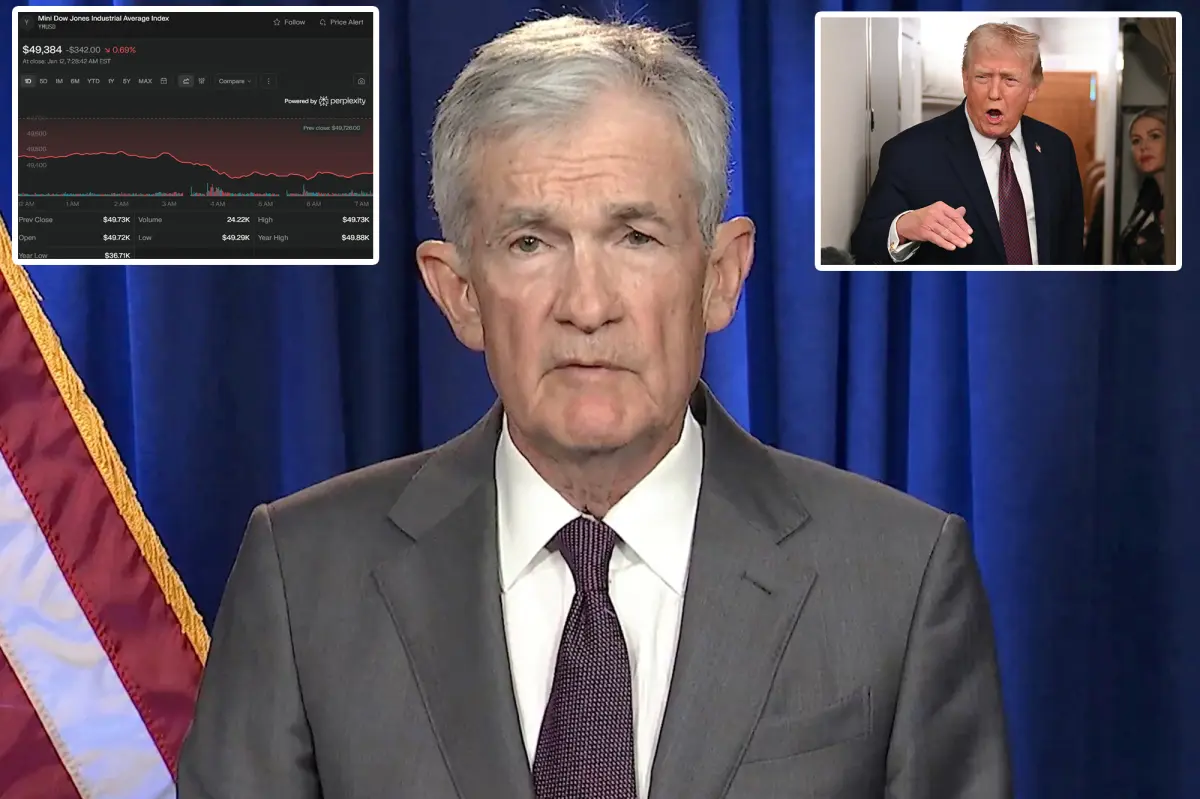 US stocks fall, gold rises after criminal investigation into Fed chair is announced