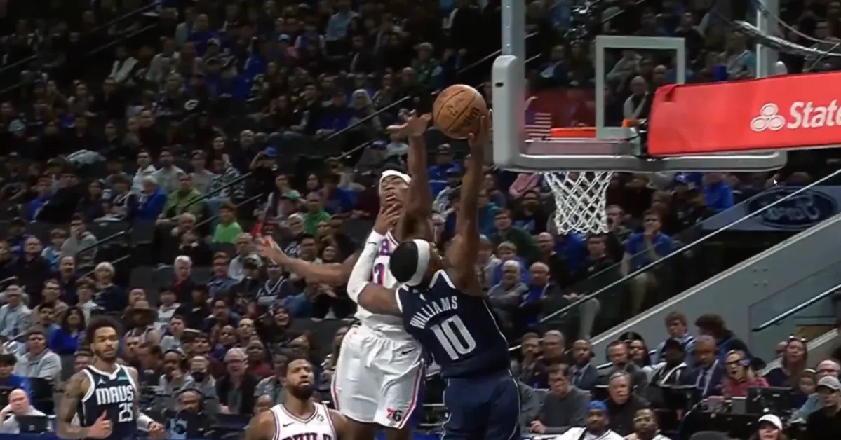 VJ Edgecombe's two-handed block demonstrates the talent of this year's NBA rookies.