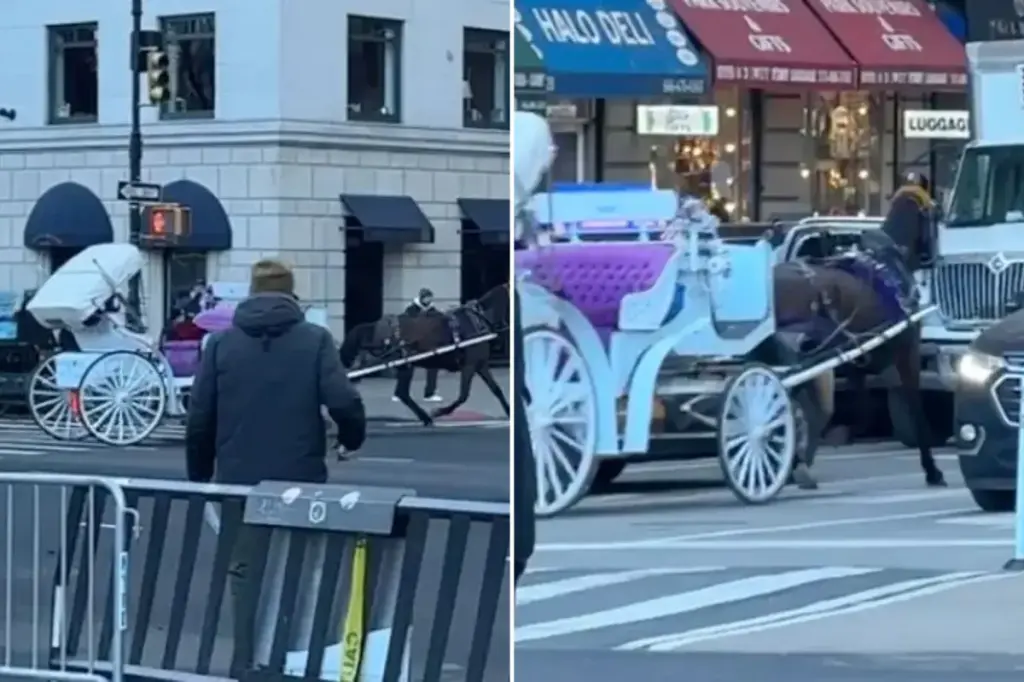 Video captures frightened NYC carriage horse dashing into Midtown traffic