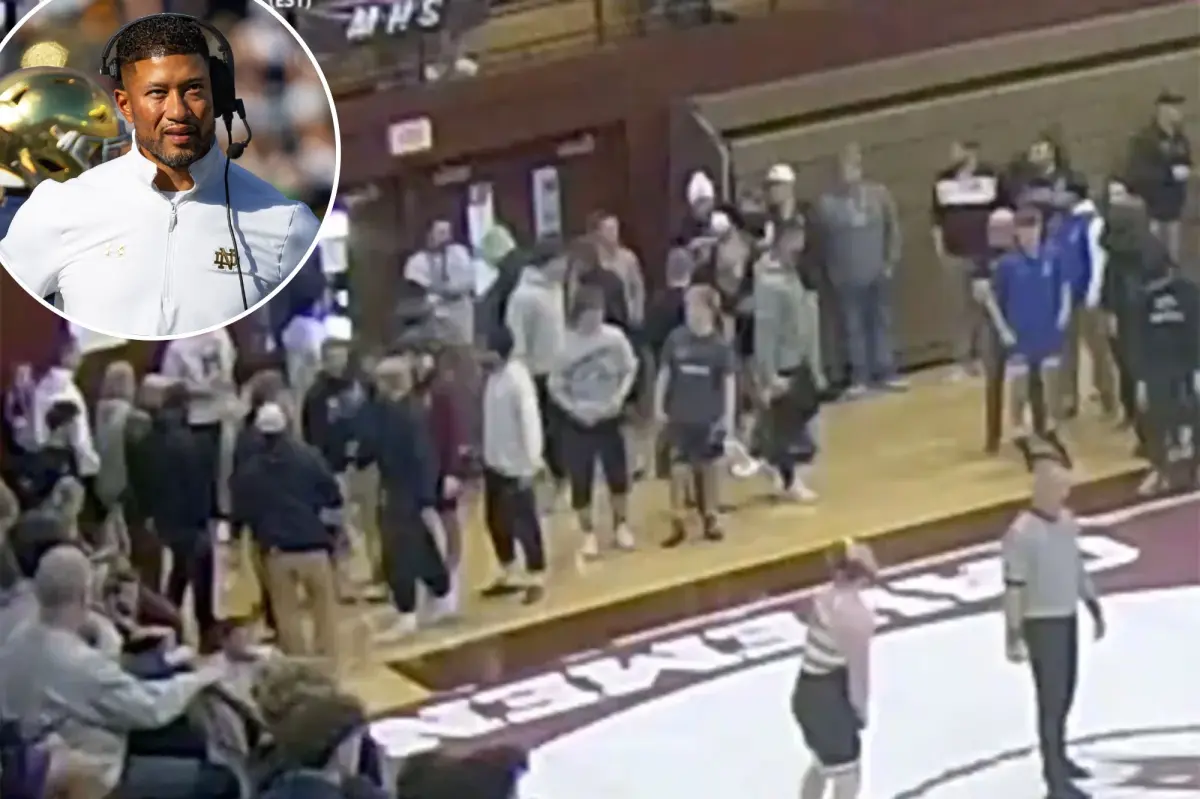 Video of Notre Dame coach Marcus Freeman’s encounter with the wrestling coach made public