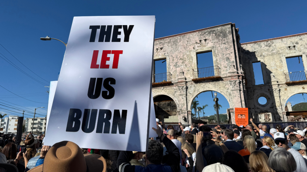 'We were left to suffer': Palisades residents demonstrate a year after devastating fires