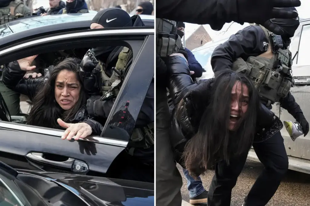 Woman captured on video reportedly obstructing Minnesota ICE operation with vehicle while protesters surround agents
